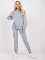 Szara dresowa bluza basic oversize z długim rękawem 