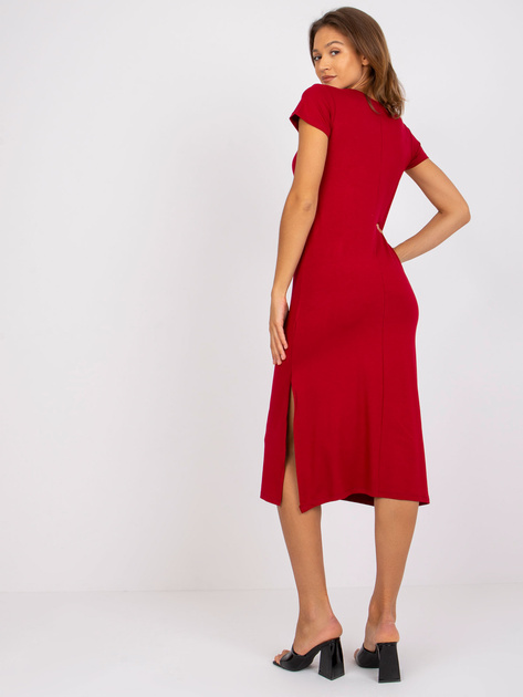 Bordowa sukienka midi na co dzień Liliane
