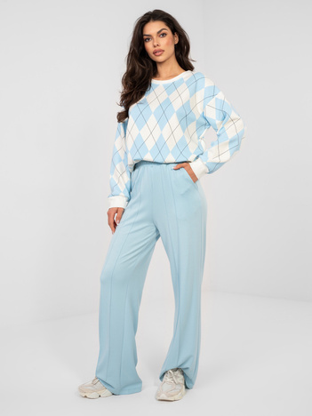 Pastelowe niebieskie spodnie basic wide leg RUE PARIS 