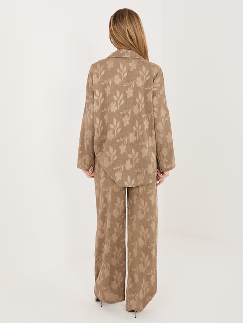 Ciemnobeżowy letni komplet z wypukłym wzorem RUE PARIS