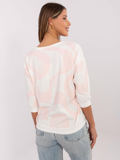 Hurt Jasnoróżowo-ecru bawełniana bluzka z rękawem 3/4