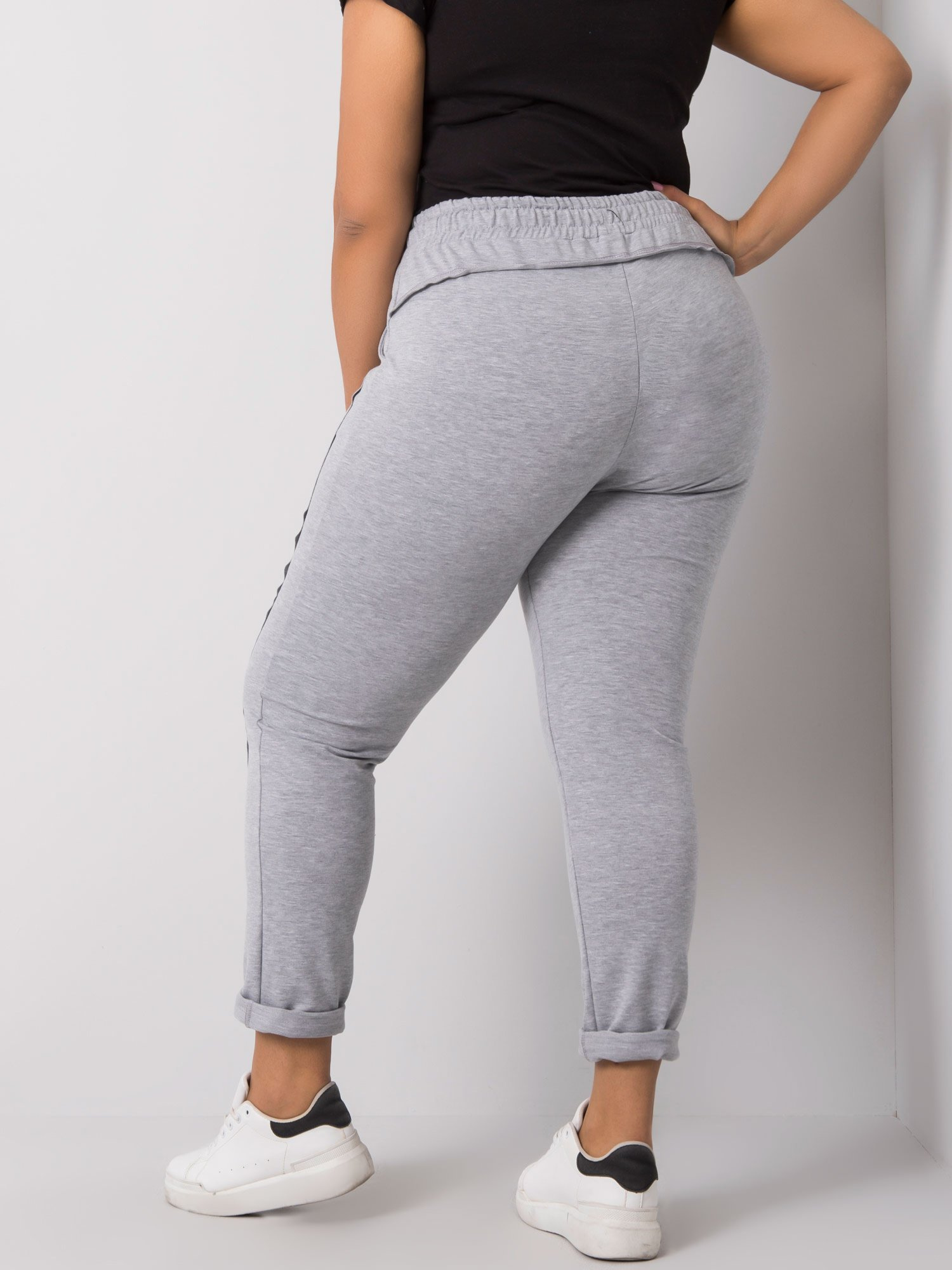 Grey melange plus size sweatpants Alva