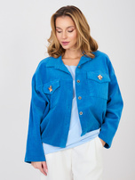 Ciemnoniebieska krótka kurtka z sztruksu RUE PARIS 