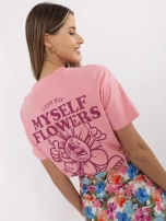 Pink women's t-shirt with the inscriptions SUBLEVEL.