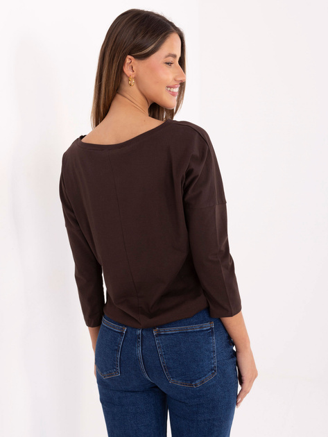 Ciemnobrązowa bluzka basic z wiązaniem BASIC FEEL GOOD