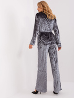 Hurtownia Ciemnoszary komplet welurowy z koszulą