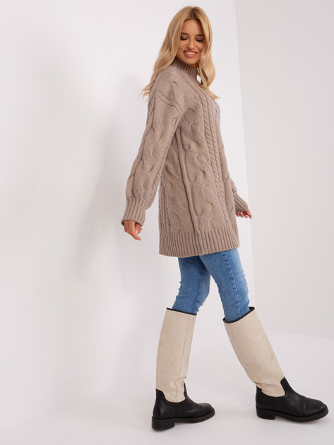 Hurt Ciemnobeżowa sukienka dzianinowa o kroju oversize