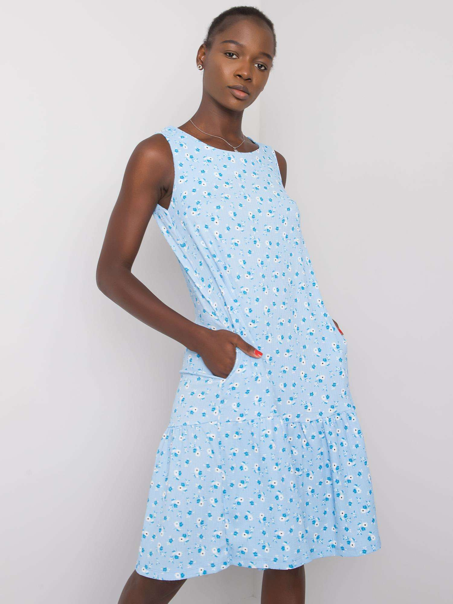 Light blue floral dress with flounce Joice RUE PARIS