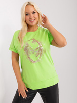 Hurtownia Jasnozielona bawełniana bluzka plus size