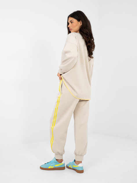 Jasnobeżowy damski komplet z bluzą oversize RUE PARIS