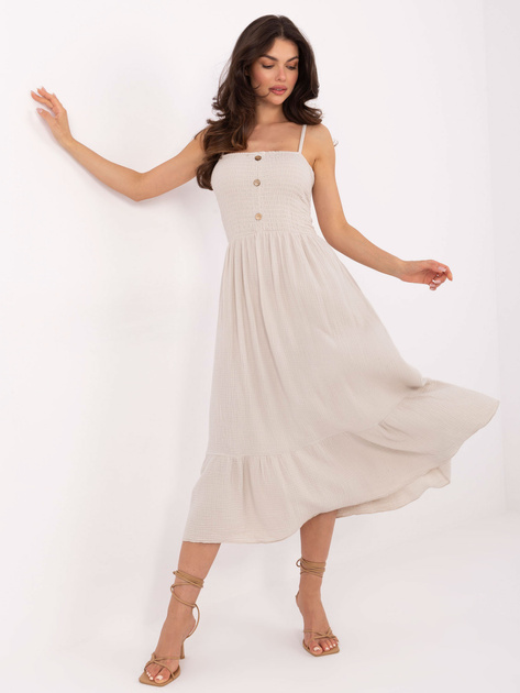 Beżowa muślinowa sukienka na ramiączkach