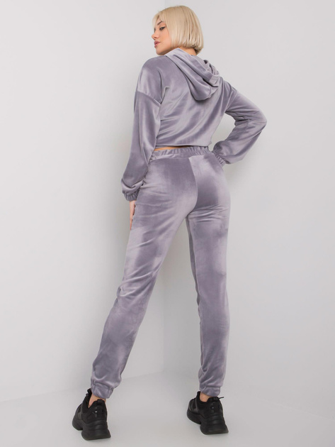 Szary dwuczęściowy komplet z weluru Milan RUE PARIS