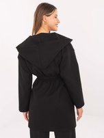 Black coat with waist gathering RUE PARIS.