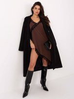 Brązowa asymetryczna sukienka z koronką