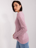 Hurtownia Jasnofioletowy damski sweter w warkocze