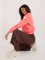 Koralowa przejściowa kurtka bez kaptura 