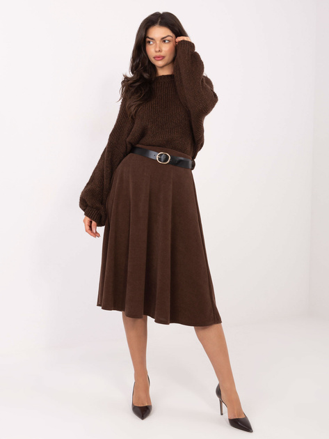 Brązowa spódnica o prążkowanej fakturze RUE PARIS