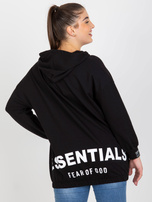 Hurtownia Czarna rozpinana bluza plus size z kieszeniami