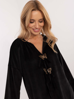 Hurt Czarna welurowa bluzka oversize z długim rękawem