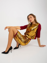 Hurtownia Bordowa damska bluzka wizytowa z cekinami 