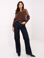 Brązowa rozpinana koszula z koronką 