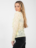 Jasnożółta koronkowa bluzka z żabotem RUE PARIS 