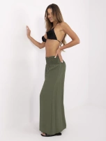 Khaki szerokie spodnie na lato