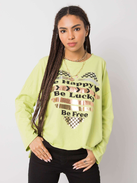 Jasnozielona bluzka z długim rękawem Miriana