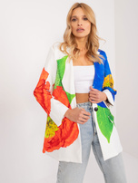 Hurt Kremowa damska marynarka oversize w kwiaty