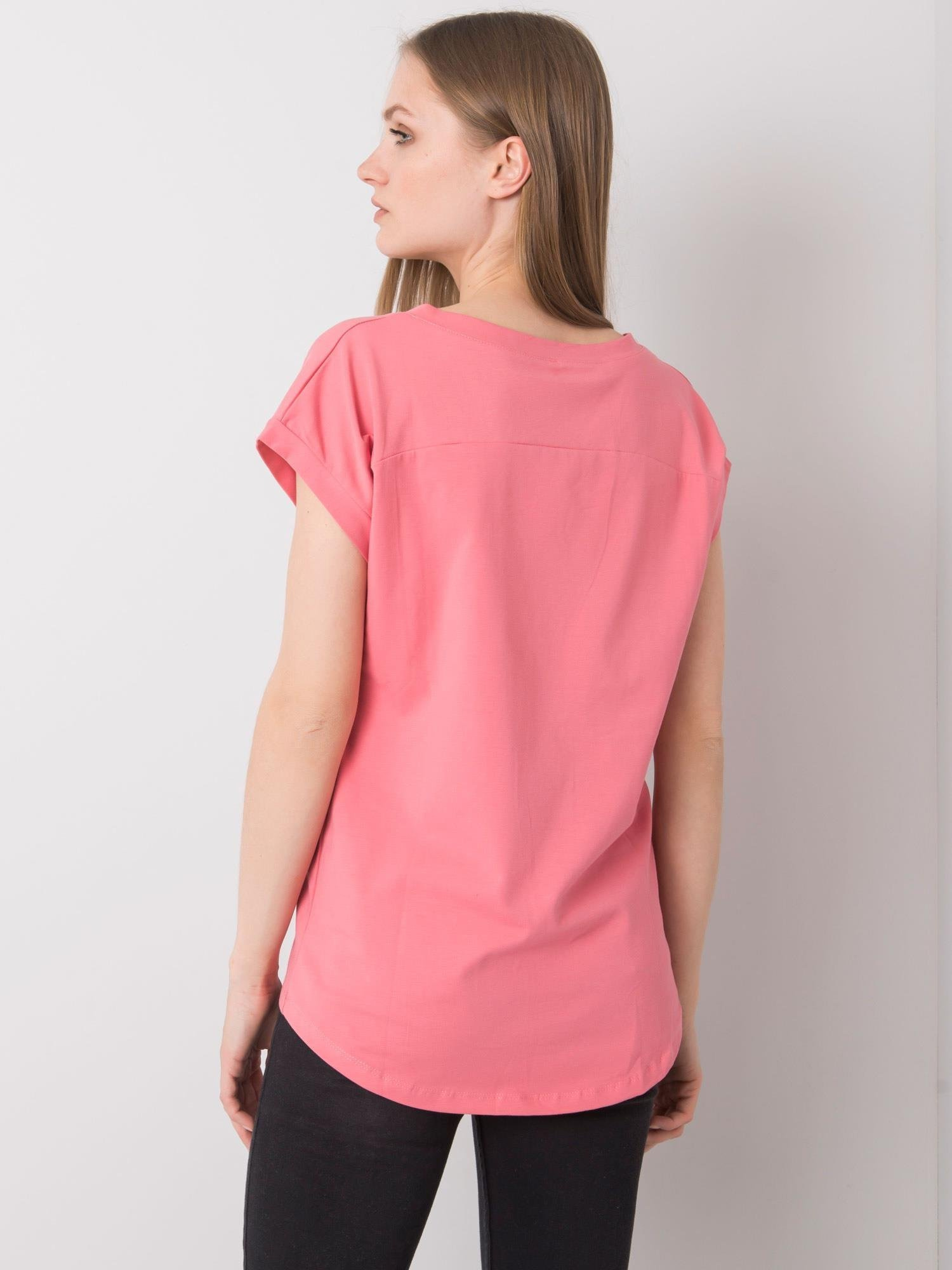 Różowy t-shirt z nadrukiem Hollis