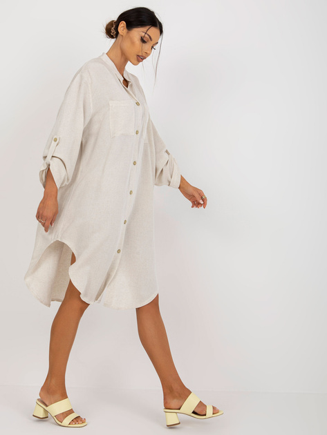 Hurt Jasnobeżowa sukienka szmizjerka oversize OCH BELLA