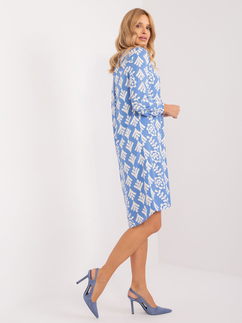 Hurt Niebieska asymetryczna sukienka z printem