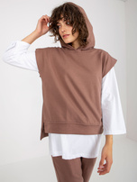 Hurt Brązowy trzyczęściowy komplet casualowy ze spodniami