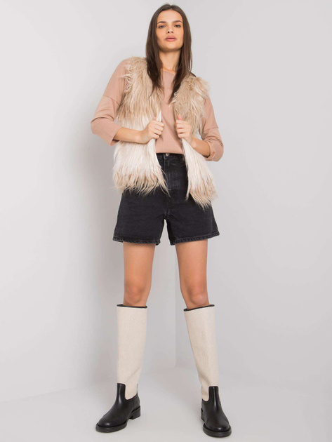 Beżowa damska kamizelka futrzana Romi