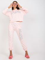 Jasnoróżowy komplet dresowy z bluzą z kapturem