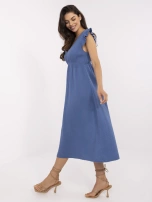 Brudnoniebieska midi sukienka z muślinu
