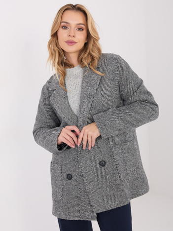 Czarno-biała casualowa marynarka w jodełka