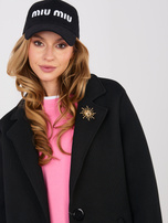 Czarny piankowy płaszcz z zapięciem na guzik RUE PARIS 