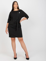 Hurt Czarna ołówkowa sukienka plus size w paski z wiązaniem 