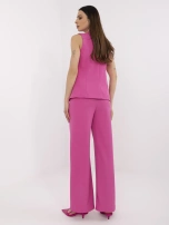 Fuksjowy elegancki komplet z ozdobnymi guzikami