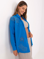 Hurt Ciemnoniebieska rozpinana koszula oversize z haftem