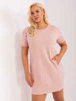 Hurt Jasnoróżowa sukienka plus size na co dzień