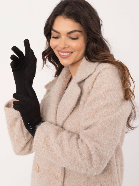 Hurtownia Czarne dzianinowe rękawiczki damskie