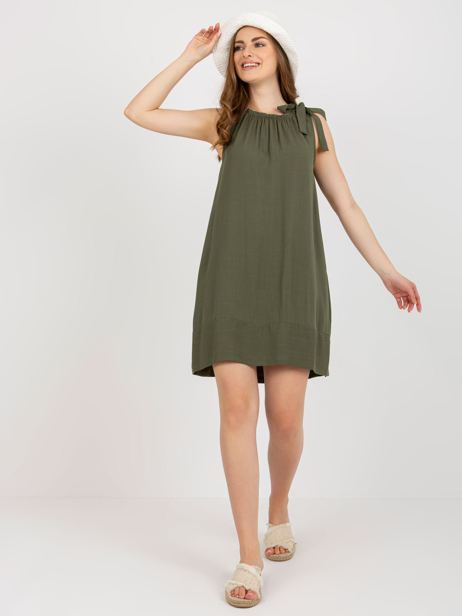 Großhandel Khaki Viskose Sommerkleid OCH BELLA.