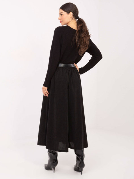 Czarna rozkloszowana spódnica z paskiem RUE PARIS