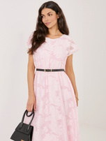 Jasnoróżowa elegancka sukienka z domieszką lyocellu RUE PARIS