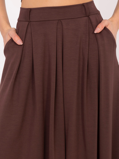 Ciemnobrązowa maxi spódnica z zakładkami