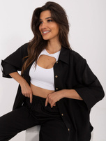 Hurt Czarny dwuczęściowy komplet letni z koszulą oversize