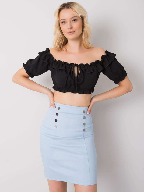 Czarny krótki top z falbanką Arnika OCH BELLA