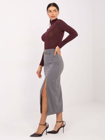 Szara midi spódnica z rozcięciem RUE PARIS